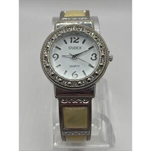 Studio Time Women's Quartz Watch Bangle Band Rhinestone Bezel- New Battery